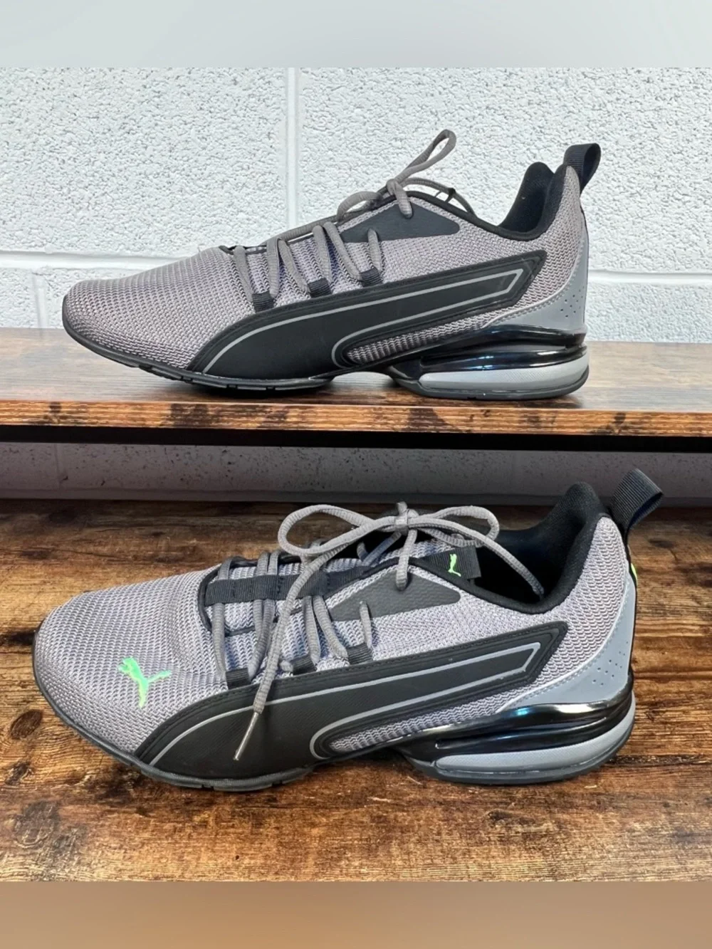 Puma Axelion Nxt Running Shoes Sneakers Grey Black Green Men's 11.5 - Picture 2 of 10